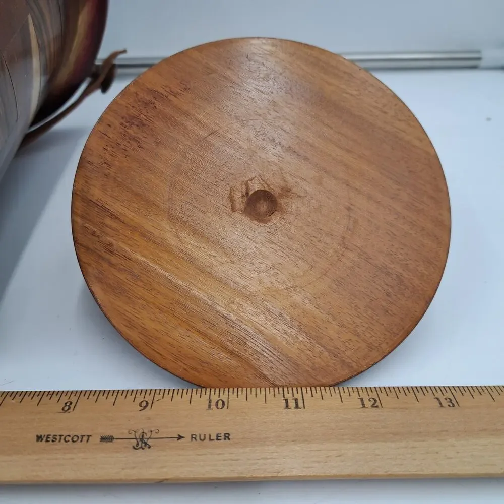 Unique Handmade round stacked wood lined ice bucket Wine Champagne chiller MCM